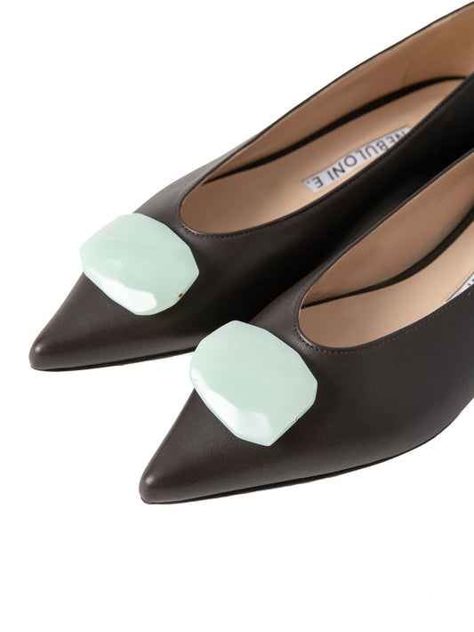 ストーンフラットパンプス 7510/MINA/DARK BROWN