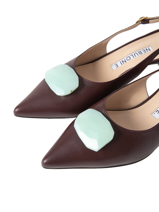 ストーンバックストラップパンプス 7509/ROCK/BORDEAUX