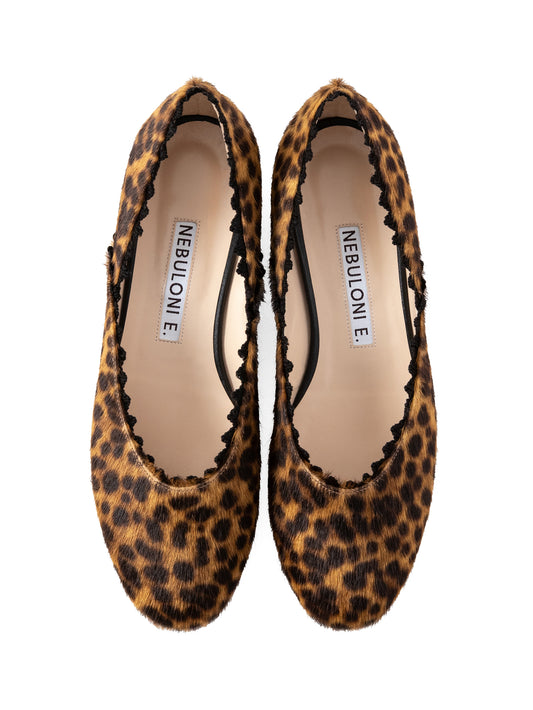 リアルヘアーカーフレオパードフラットシューズ 7515/512