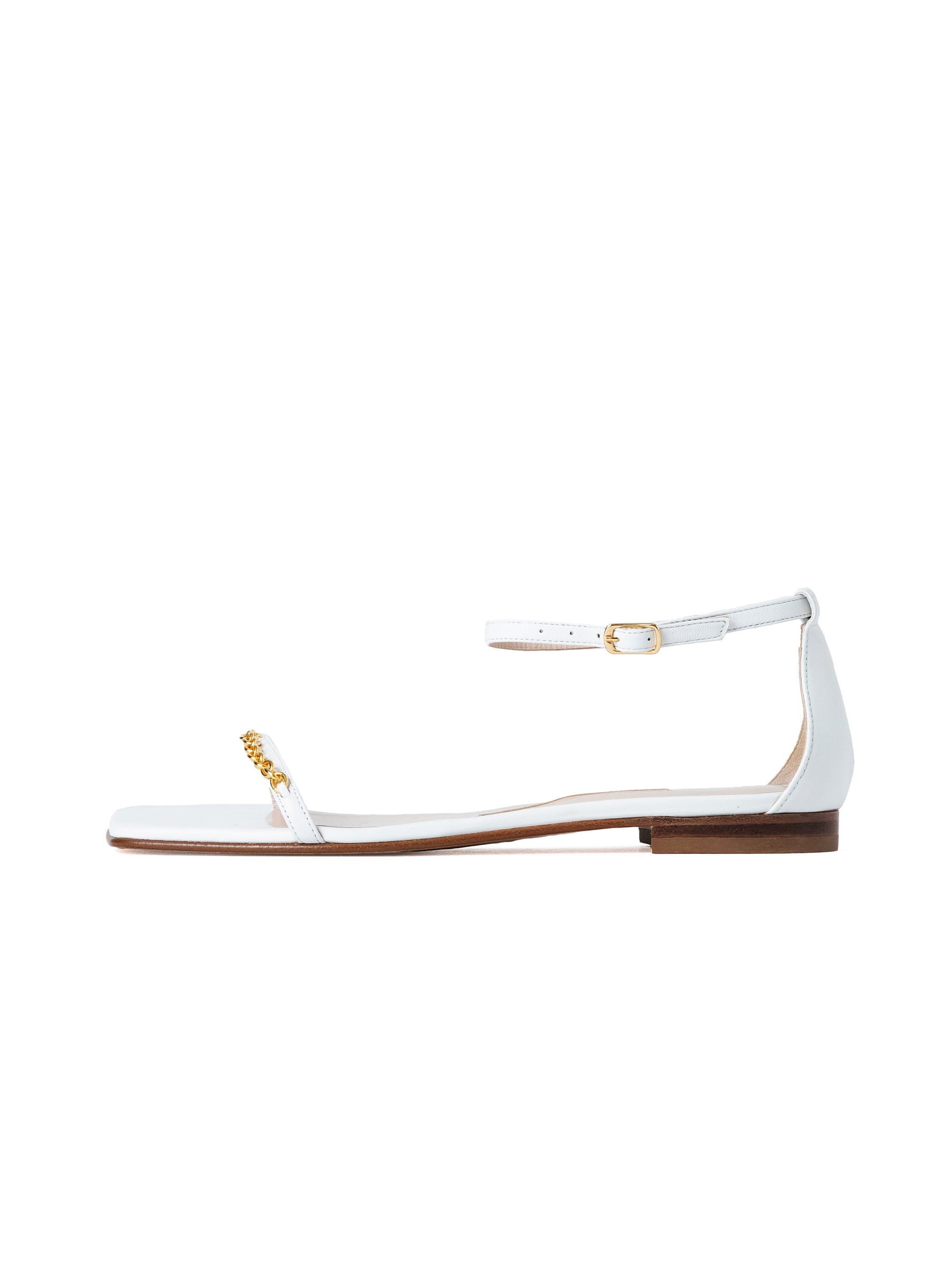 美品★NEBULONI.E アンクルストラップサンダル　白37 ゴールドチェーンアンクルストラップサンダル 7412/GLAM/WHITE