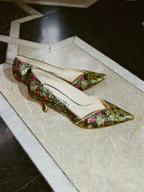 フラワージャガードパンプス 7107T/OLGA