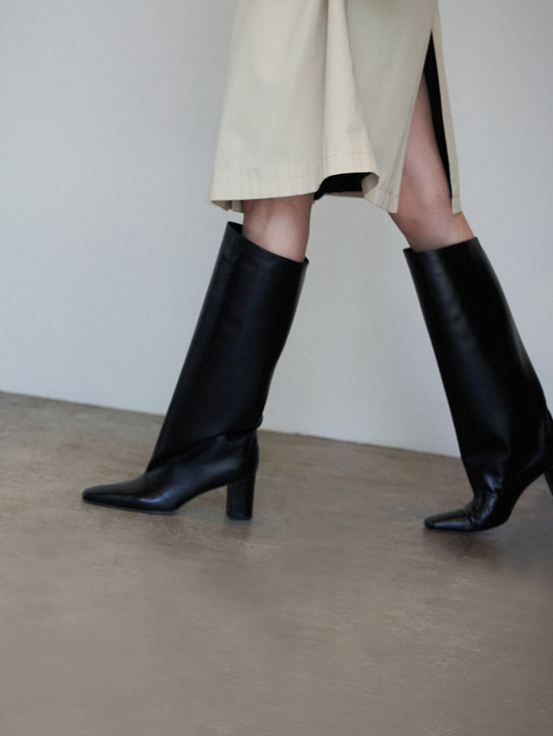 スクエアトゥロングブーツ 7322/AZU/BLACK