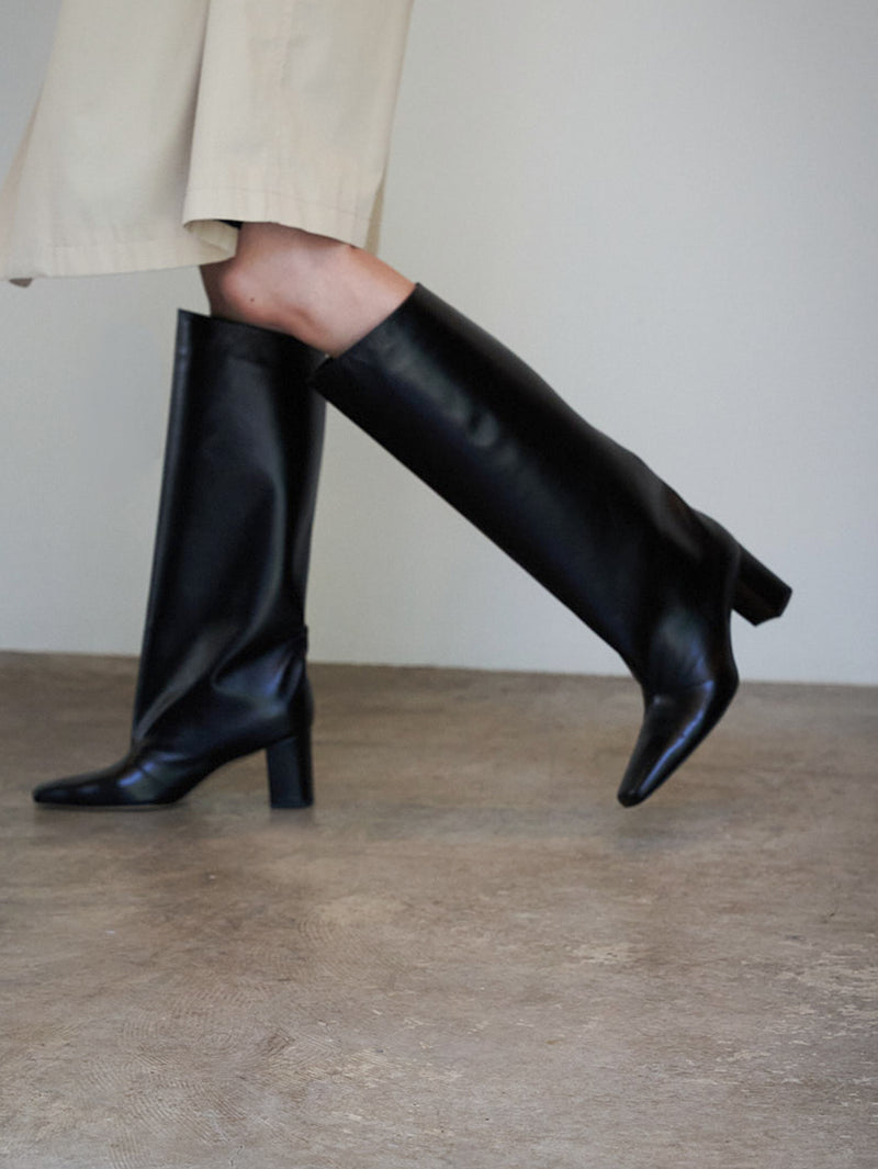 スクエアトゥロングブーツ 7322/AZU/BLACK