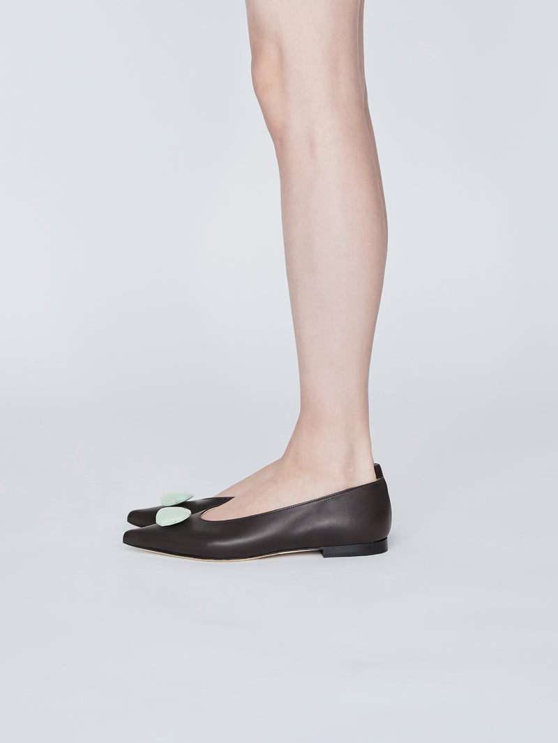 ストーンフラットパンプス 7510/MINA/DARK BROWN