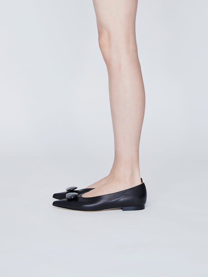 ストーンフラットパンプス 7510/MINA/BLACK