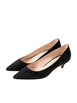スエードキトゥンヒールパンプス 6911/ROCK/BLACK