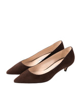 スエードキトゥンヒールパンプス 6911/ROCK/BROWN