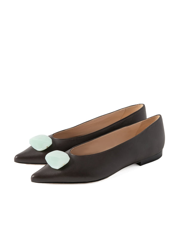 ストーンフラットパンプス 7510/MINA/DARK BROWN