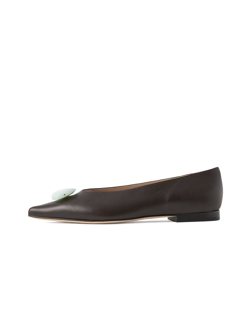ストーンフラットパンプス 7510/MINA/DARK BROWN