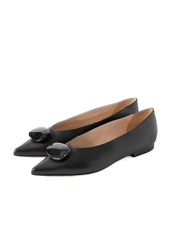 ストーンフラットパンプス 7510/MINA/BLACK
