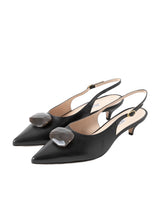 ストーンバックストラップパンプス 7509/ROCK/BLACK