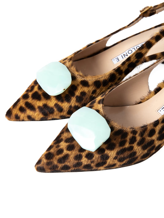 リアルヘアカーフストーンバックストラップパンプス 7509H/ROCK