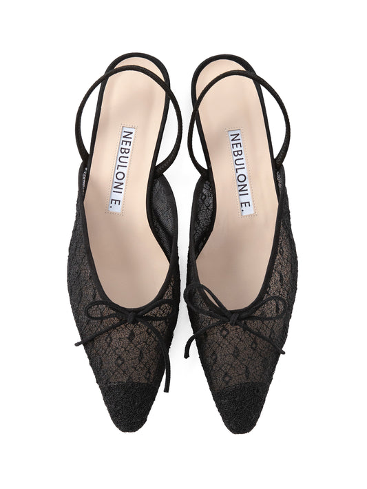 メッシュレースリボンミュールサンダル 7537T/PINK