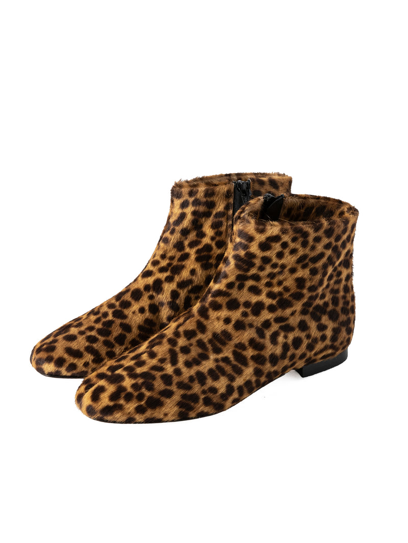 リアルヘアカーフレオパードショートブーツ 7519/15P
