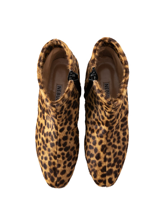 リアルヘアカーフレオパードショートブーツ 7519/15P