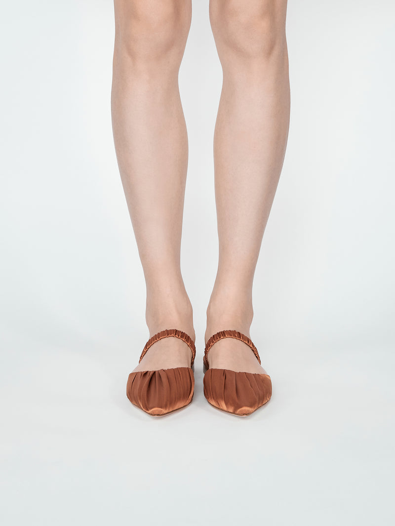 シルクサテンミュールサンダル 7422T/MINA/BROWN