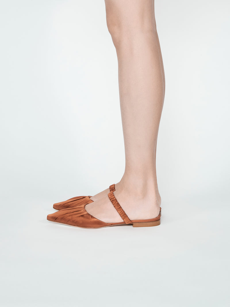 シルクサテンミュールサンダル 7422T/MINA/BROWN