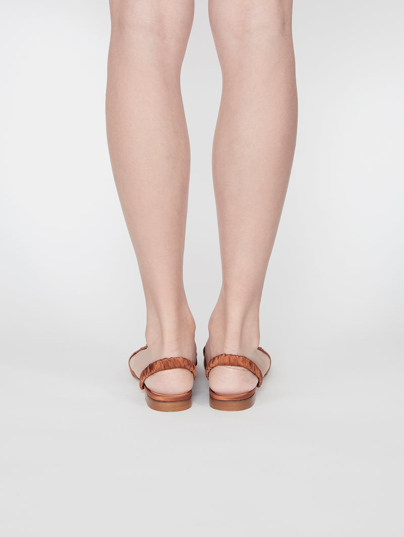 シルクサテンミュールサンダル 7422T/MINA/BROWN