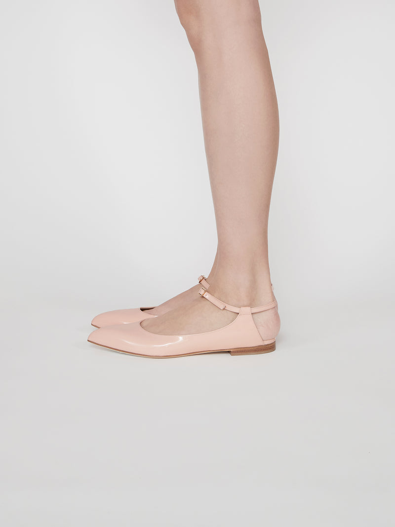 アンクルベルトフラットパンプス 7424/MACA/PINK