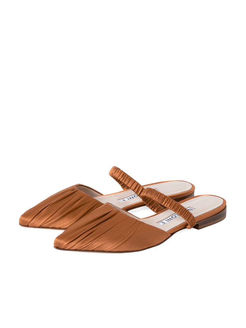 シルクサテンミュールサンダル 7422T/MINA/BROWN