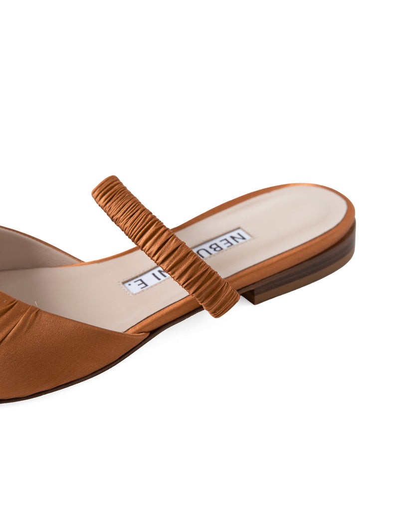 シルクサテンミュールサンダル 7422T/MINA/BROWN