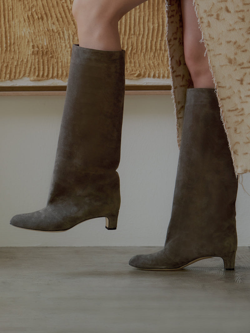 スエードロングブーツ 6921/BASS/GREY