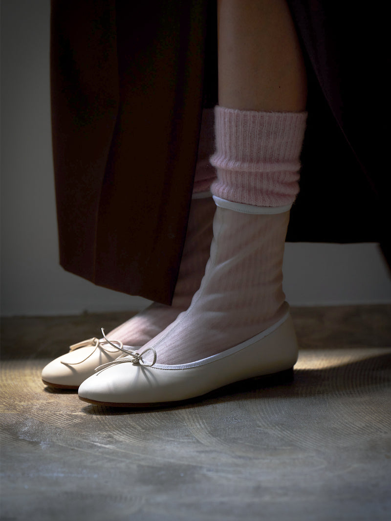 メッシュドッキングバレエシューズ 7518/512/WHITE