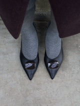 ストーンバックストラップパンプス 7509/ROCK/BLACK