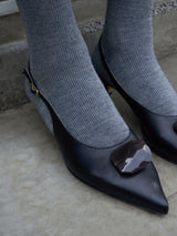 ストーンバックストラップパンプス 7509/ROCK/BLACK