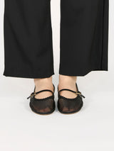 レースメッシュフラットシューズ 7600T/512/BLACK
