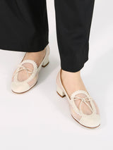 【予約】メッシュリボンローファーパンプス 7628/DIDO/WHITE