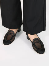 メッシュリボンローファーパンプス 7628/DIDO/BLACK