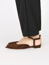 【予約】アンクルストラップオープントゥサンダル 7624/PINK/BROWN