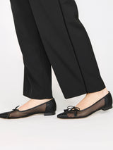 【予約】タッセルリボンメッシュフラットシューズ 7612/PINK/BLACK