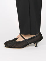 【予約】メッシュアーモンドトゥパンプス 7623/IRIS/BLACK