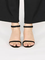 ストーンアンクルゴムストラップサンダル 7601/551/BLACK