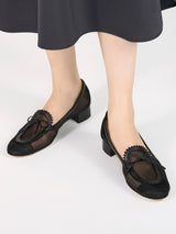 メッシュリボンローファーパンプス 7628/DIDO/BLACK