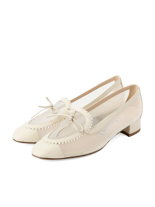 メッシュリボンローファーパンプス 7628/DIDO/WHITE