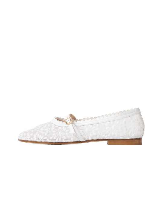 レースメッシュフラットシューズ 7600T/512/WHITE