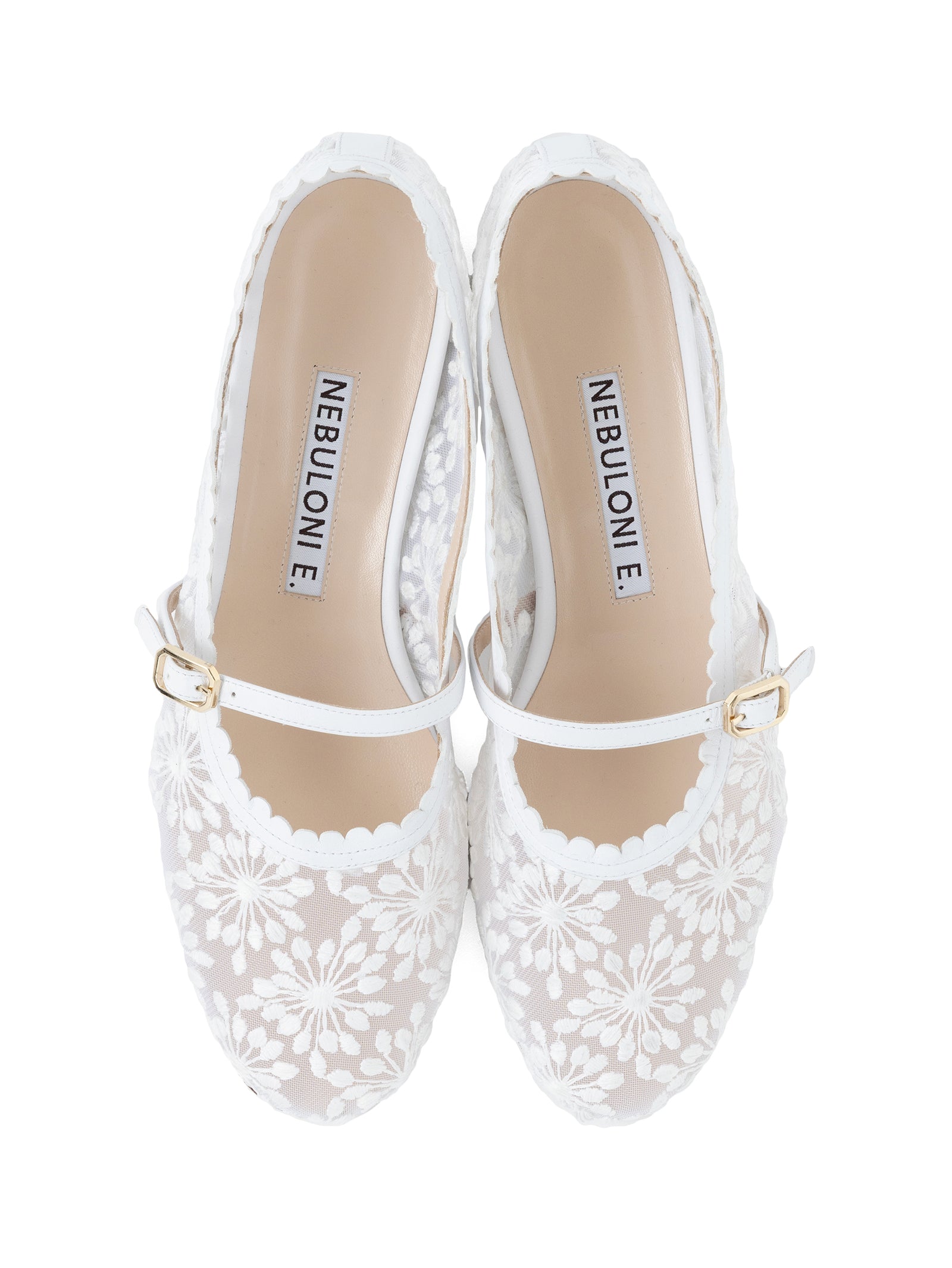 レースメッシュフラットシューズ 7600T/512/WHITE – NEBULONI E.