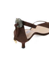 【予約】ストーンアンクルゴムストラップサンダル 7601/551/BROWN