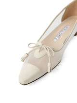 タッセルリボンメッシュフラットシューズ 7612/PINK/WHITE