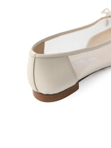 タッセルリボンメッシュフラットシューズ 7612/PINK/WHITE
