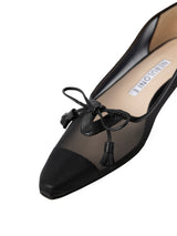 【予約】タッセルリボンメッシュフラットシューズ 7612/PINK/BLACK