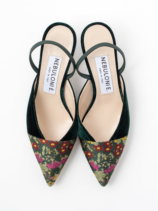 フラワージャガードミュールサンダル 7118T/AGU