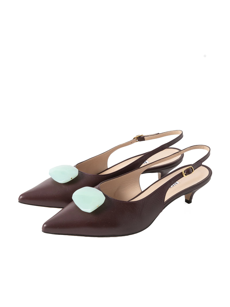 ストーンバックストラップパンプス 7509/ROCK/BORDEAUX