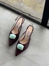 ストーンバックストラップパンプス 7509/ROCK/BORDEAUX