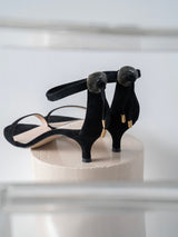 【予約】ストーンアンクルゴムストラップサンダル 7601/551/BLACK