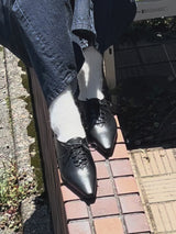 ポインテッドレースアップシューズ 7512/PINK